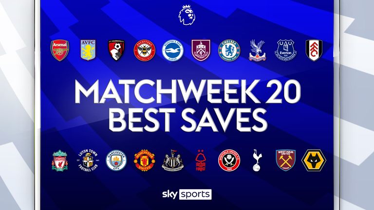 A look at the best saves from matchweek 20 in the Premier League, including stops from Jordan Pickford, David Raya and Martin Dubravka.