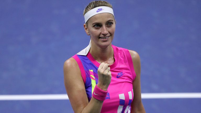 Petra Kvitova of the Czech Republic celebrates match point during her Women’s Singles third round match against Jessica Pegula of the United States on Day Five of the 2020 US Open at USTA Billie Jean King National Tennis Center on September 04, 2020 in the Queens borough of New York City.