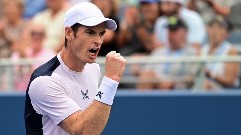 Andy Murray in action during a men&#39;s singles match at the 2023 US Open (AP)